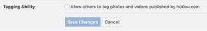 turn on photo tagging on your facebook page